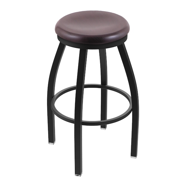 25" Swivel Counter Stool, Black Wrinkle, Dark Cherry Oak Seat